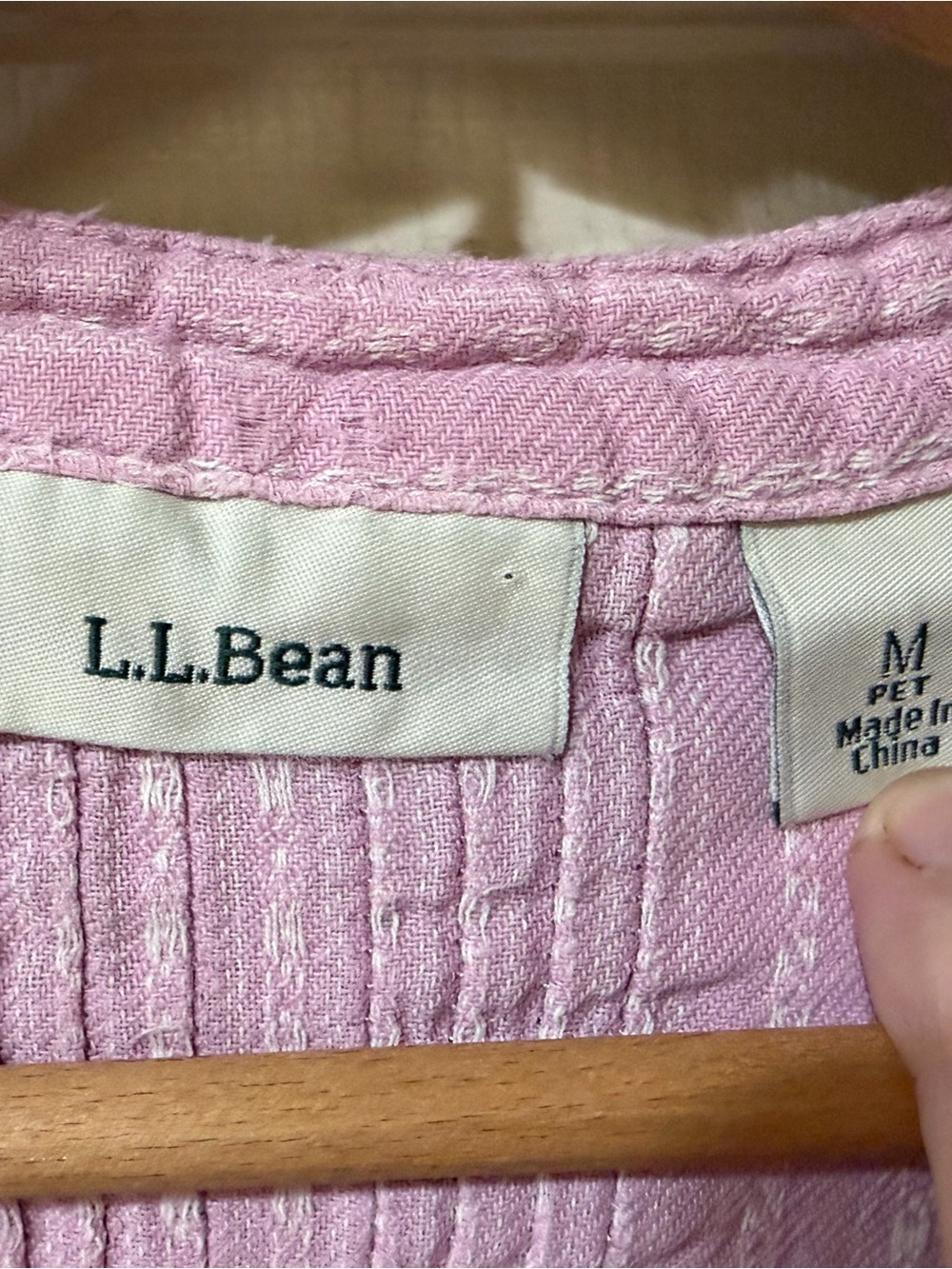 L.L. Bean Light Pink Dobby Striped Pintuck Flannel Nightgown. - Picture 5 of 8